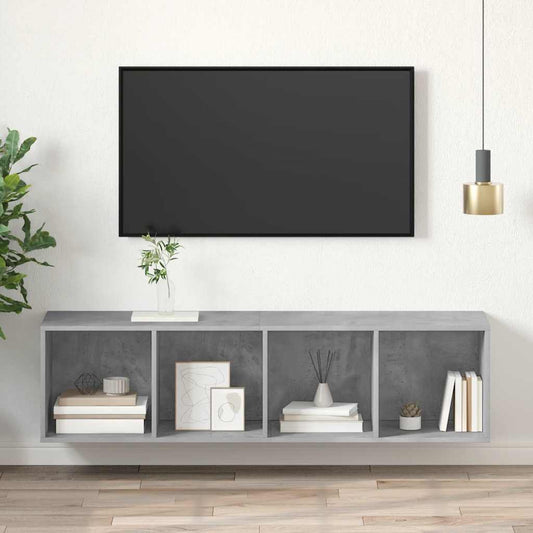 Mobile TV Parete Grigio Cemento 37x37x142,5cm Legno Multistrato