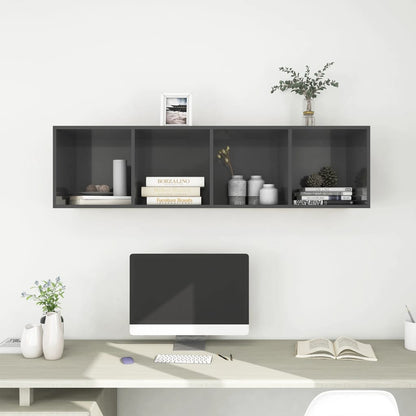 Mobile TV Parete Grigio Lucido 37x37x142,5cm Legno Multistrato - homemem39