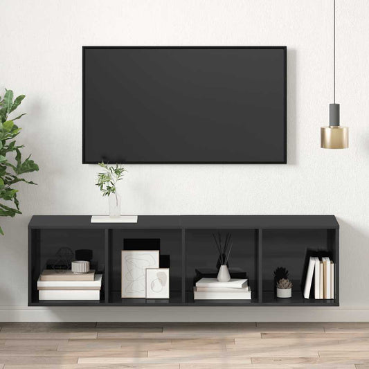Mobile TV Parete Grigio Lucido 37x37x142,5cm Legno Multistrato