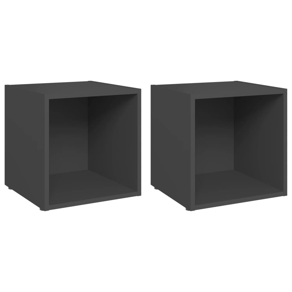 Mobili Porta TV 2 pz Grigi 37x35x37 cm in Legno Multistrato