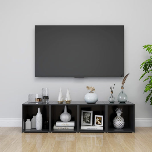 Mobili Porta TV 4 pz Grigi 37x35x37 cm in Legno Multistrato - homemem39