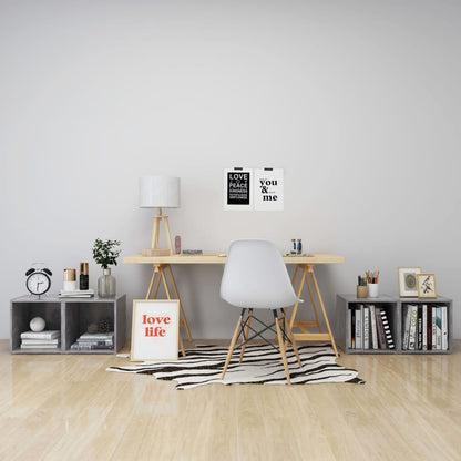 Mobili Porta TV 4pz Grigio Cemento 37x35x37cm Legno Multistrato - homemem39