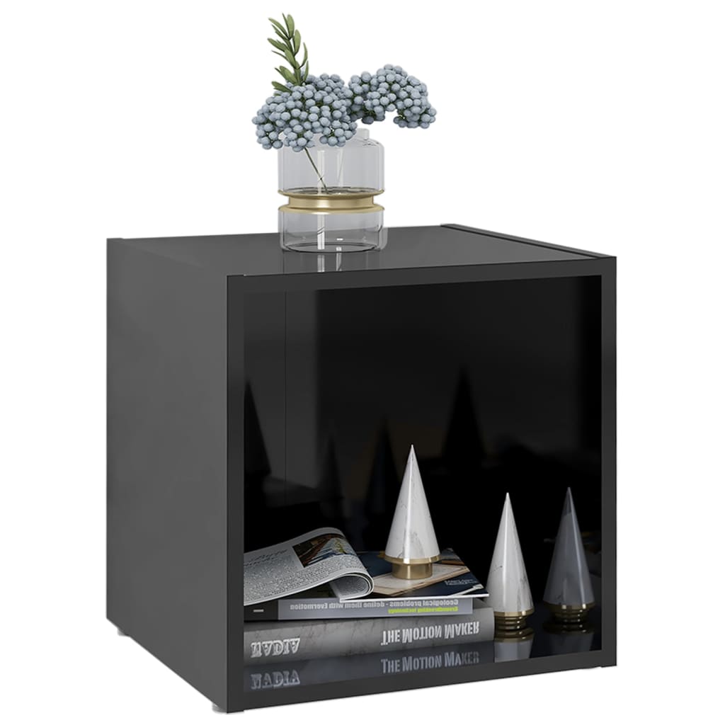Mobili Porta TV 4pz Nero Lucido 37x35x37 cm Legno Multistrato - homemem39