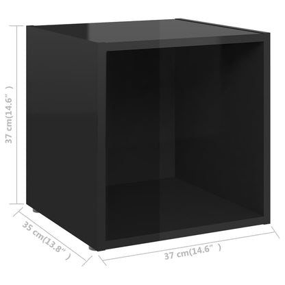 Mobili Porta TV 4pz Nero Lucido 37x35x37 cm Legno Multistrato - homemem39