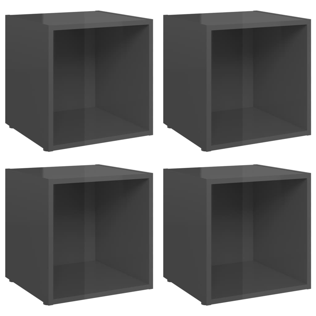 Mobili Porta TV 4pz Grigio Lucido 37x35x37 cm Legno Multistrato - homemem39