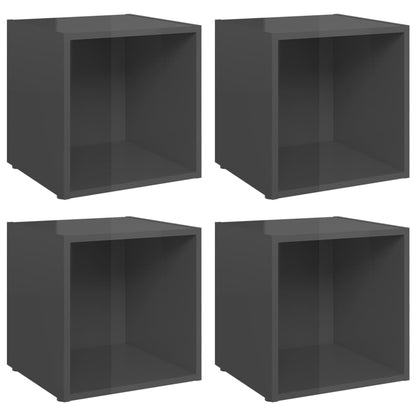 Mobili Porta TV 4pz Grigio Lucido 37x35x37 cm Legno Multistrato - homemem39