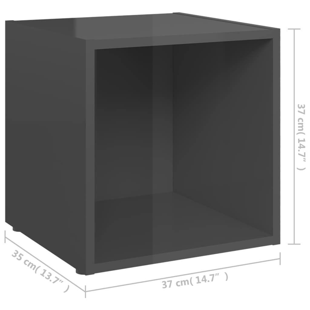Mobili Porta TV 4pz Grigio Lucido 37x35x37 cm Legno Multistrato - homemem39