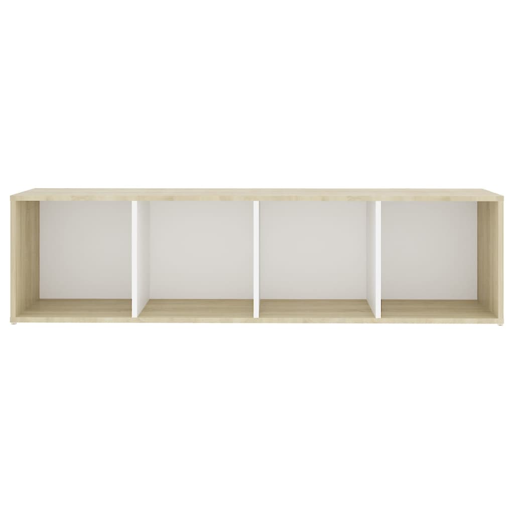 Mobile TV Bianco e Rovere Sonoma 142,5x35x36,5 cm Multistrato