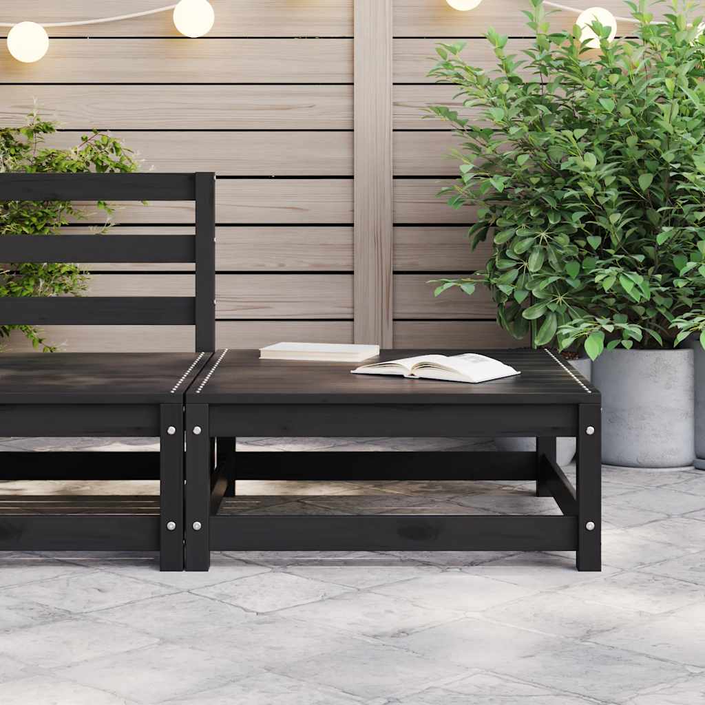 Poggiapiedi da Giardino 70x70x30 cm Nero Legno Massello di Pino - homemem39