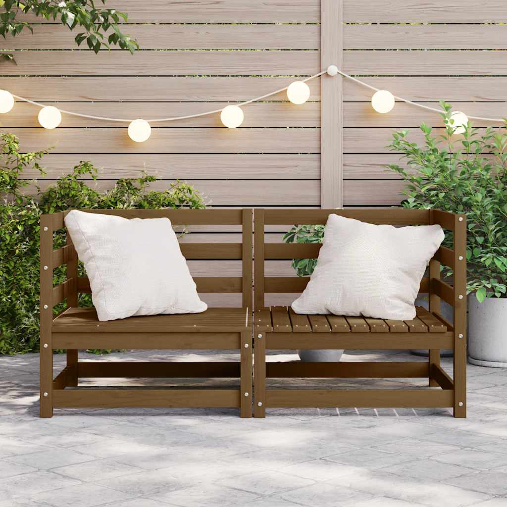 Divani Angolari da Giardino 2pz Ambrati Legno Massello di Pino - homemem39