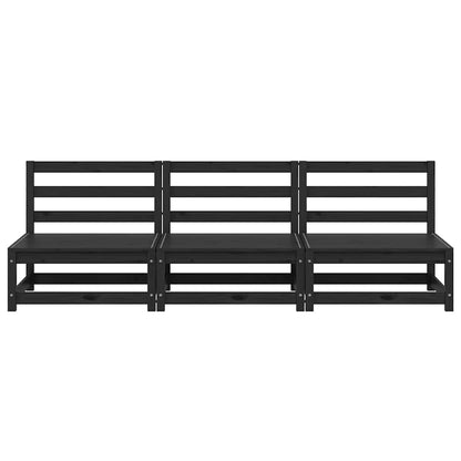 Divani Centrali Giardino 3 pz in Massello di Pino Nero