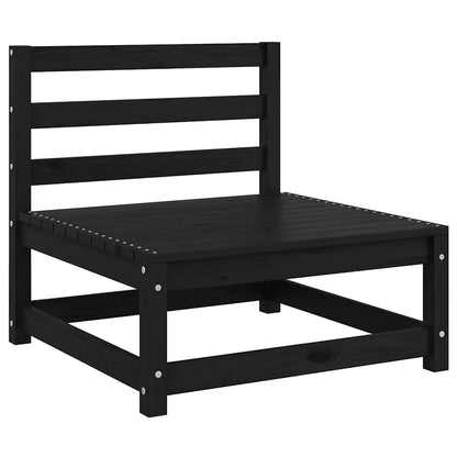 Set Divani da Giardino 2 pz Nero in Legno Massello di Pino