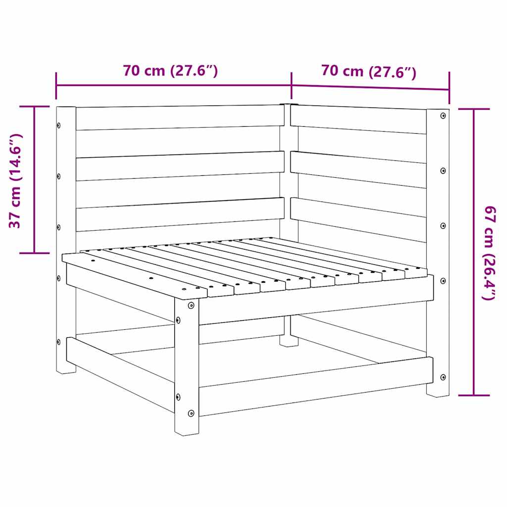 Set Divani da Giardino 2 pz Nero in Legno Massello di Pino