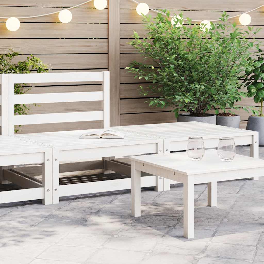 Set Divani da Giardino 2 pz Bianchi in Legno Massello di Pino - homemem39