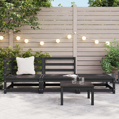 Set Divani da Giardino 3 pz Nero in Legno Massello di Pino - homemem39