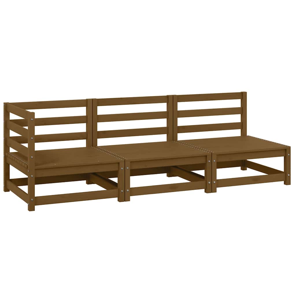 Set Salotto da Giardino 3 pz Ambrato in Legno Massello di Pino - homemem39