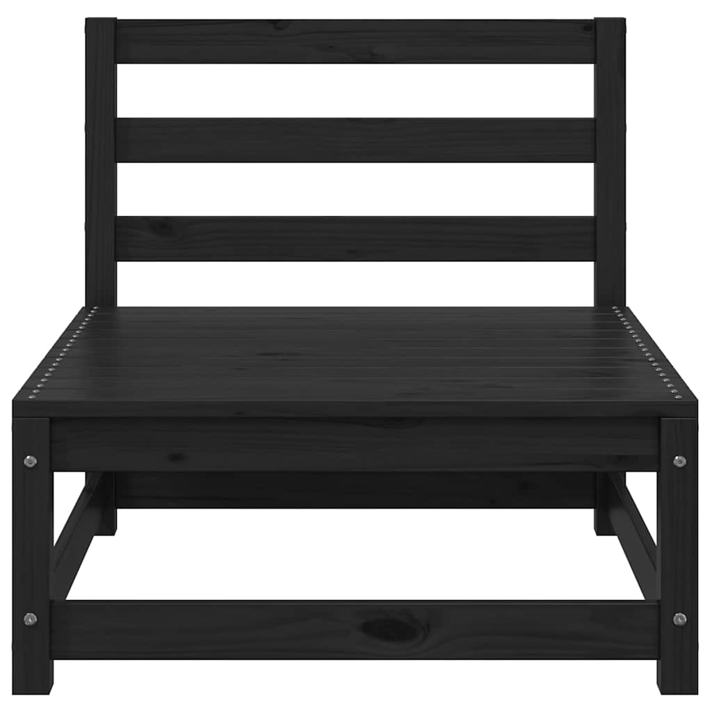 Set Divani da Giardino 3 pz Nero in Legno Massello di Pino