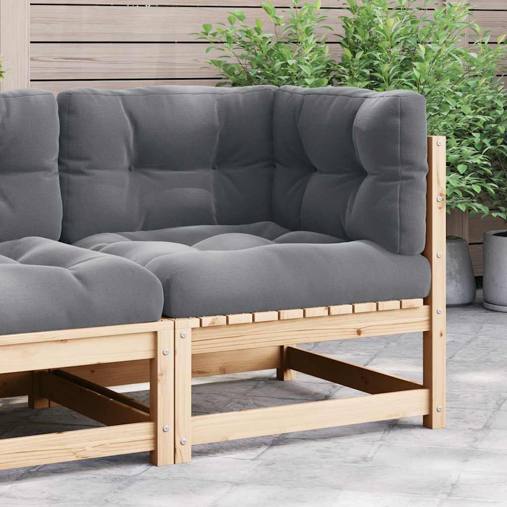 Divano Angolare da Giardino con Cuscini Grigio Massello di Pino