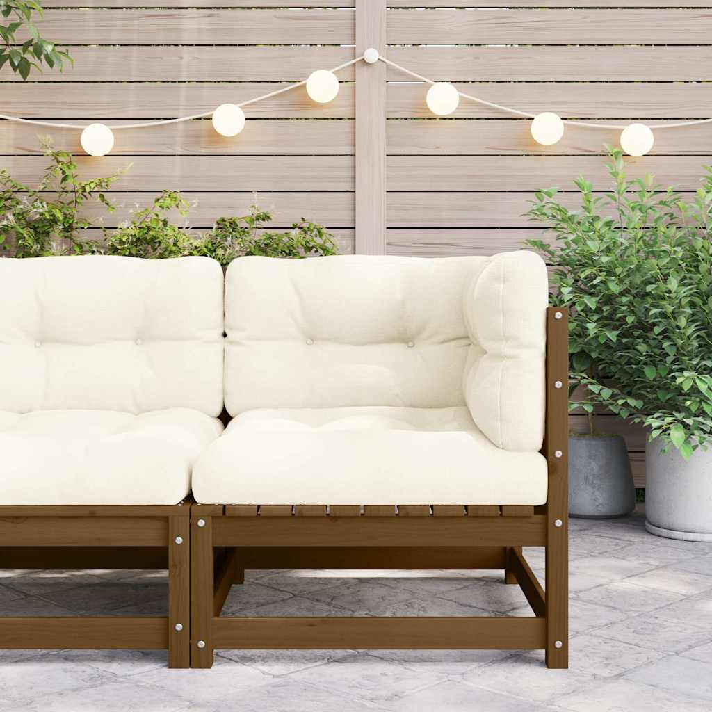 Divano Angolare da Giardino con Cuscini Crema Massello di Pino