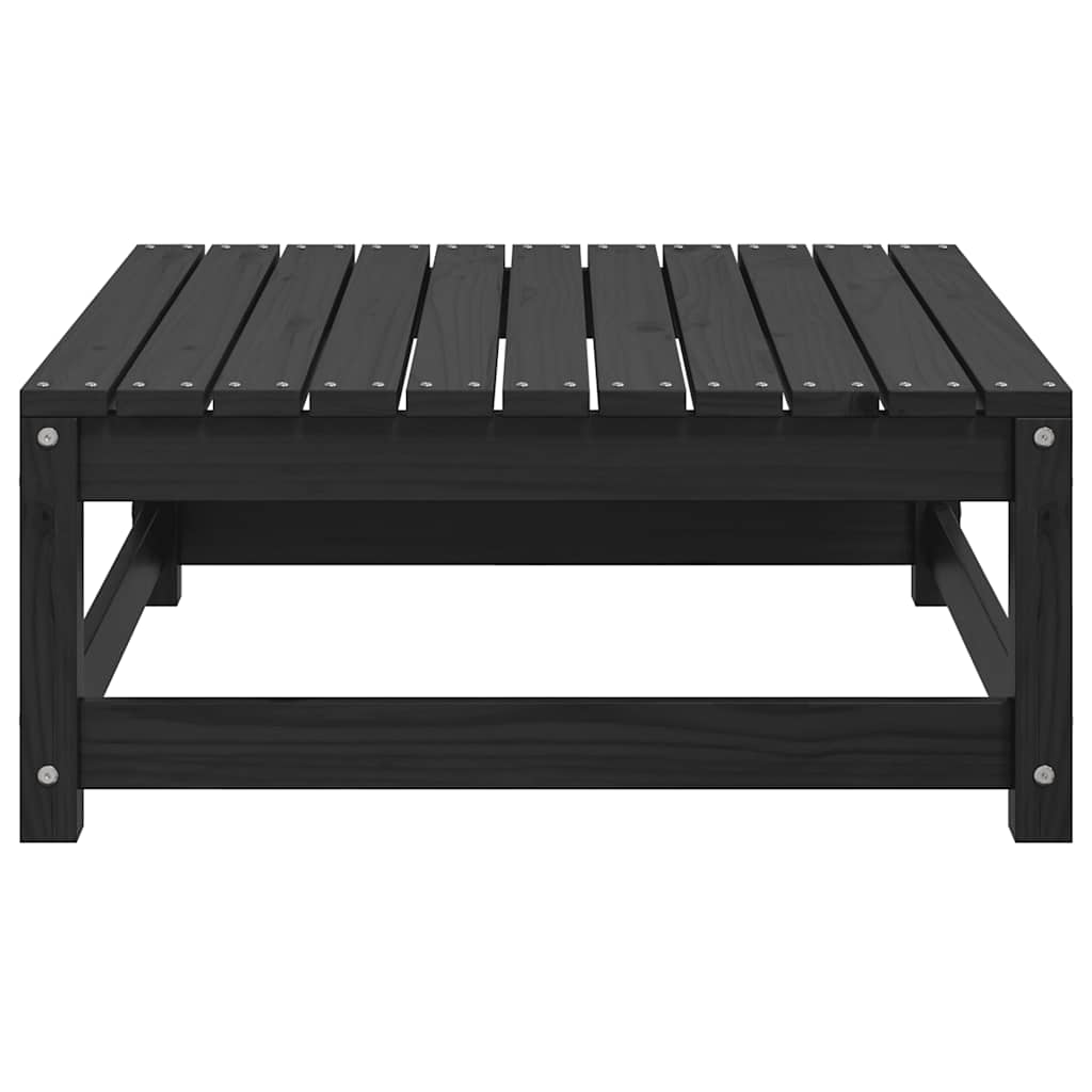 Sgabello da Giardino con Cuscino Nero in Legno Massello di Pino - homemem39