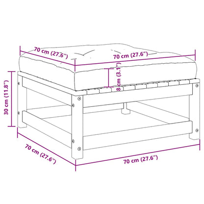 Poggiapiedi da Giardino e Cuscini 2 pz Marrone ambra Legno Pino