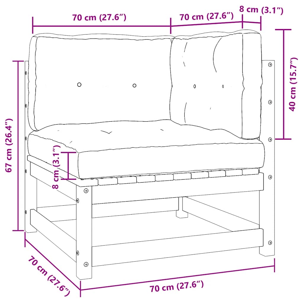 Set Divani da Giardino 2 pz Cuscini Bianchi Massello di Pino | homemem39