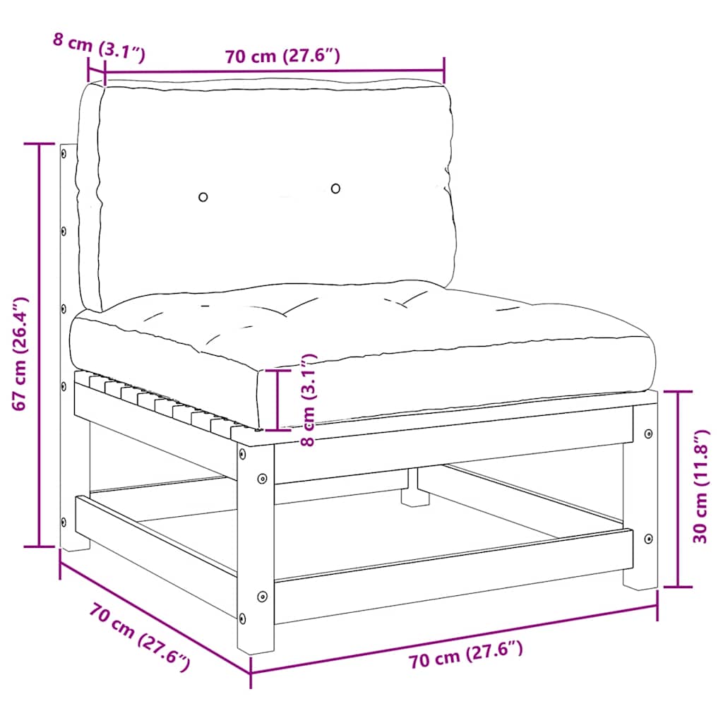 Set Divani da Giardino 2 pz con Cuscini Legno Massello Pino