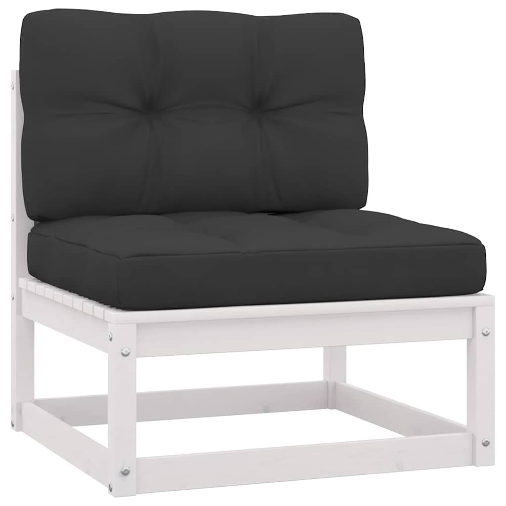 Set Divani da Giardino 2 pz Cuscini Bianchi Massello di Pino | homemem39