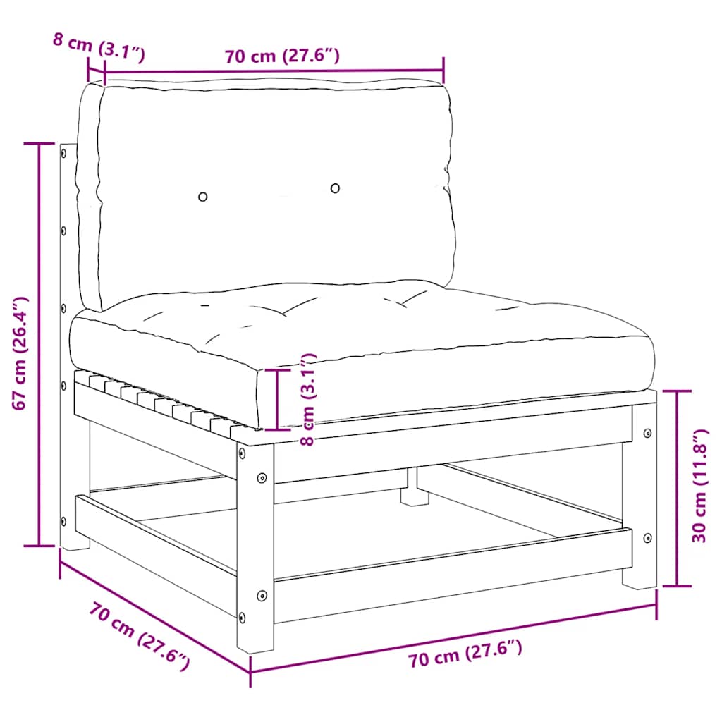 Set Divani da Giardino 3 pz con Cuscini in Pino Massello Nero - homemem39