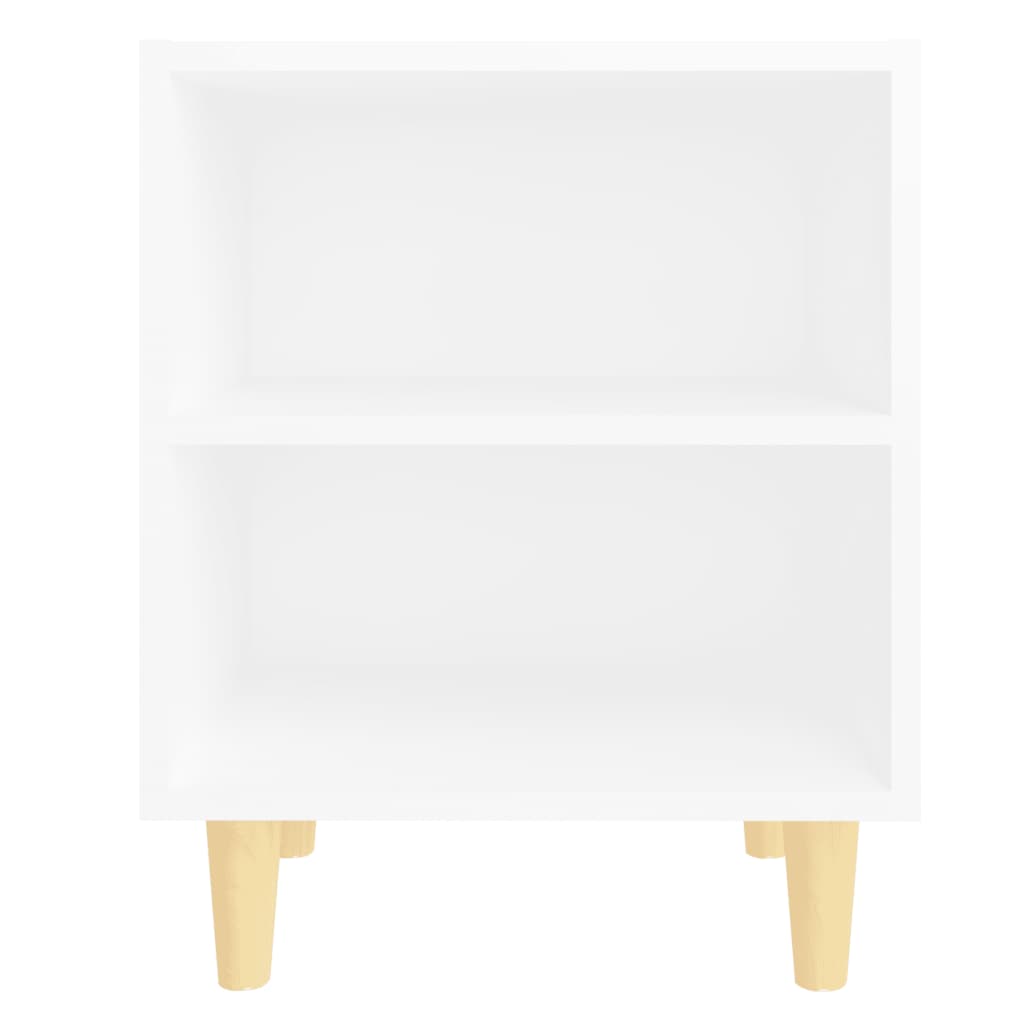 Comodini con Gambe in Legno Massello 2pz Bianchi 40x30x50 cm | homemem39