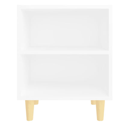 Comodini con Gambe in Legno Massello 2pz Bianchi 40x30x50 cm | homemem39