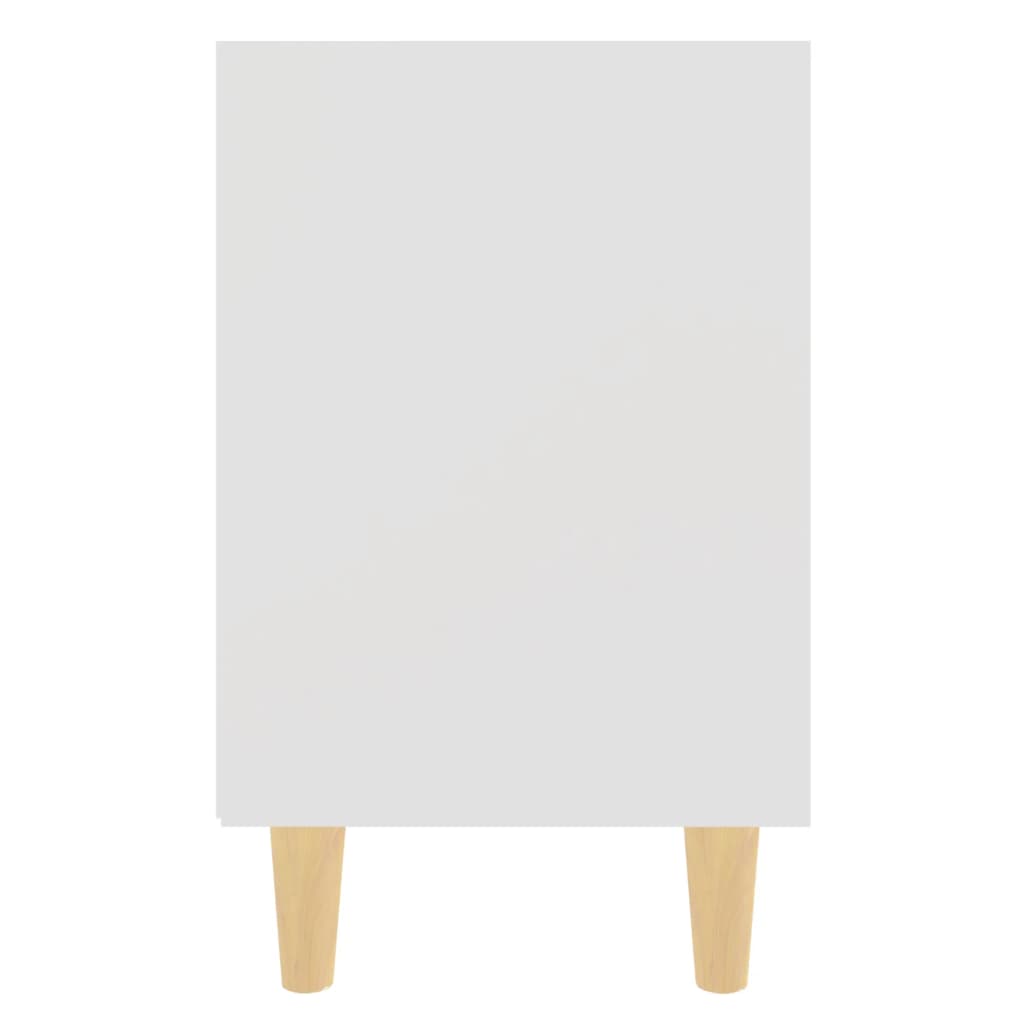 Comodini con Gambe in Legno Massello 2pz Bianchi 40x30x50 cm | homemem39