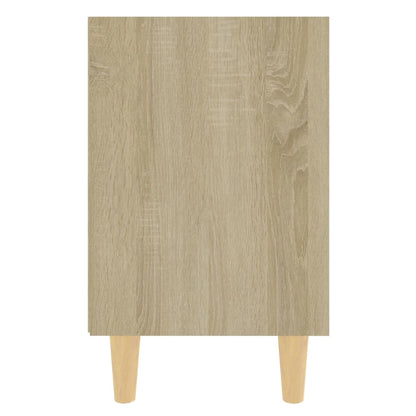 Comodino con Gambe in Legno Massello Rovere Sonoma 40x30x50cm - homemem39