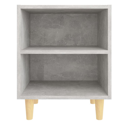 Comodini Gambe in Legno Massello 2pz Grigio Cemento 40x30x50 cm