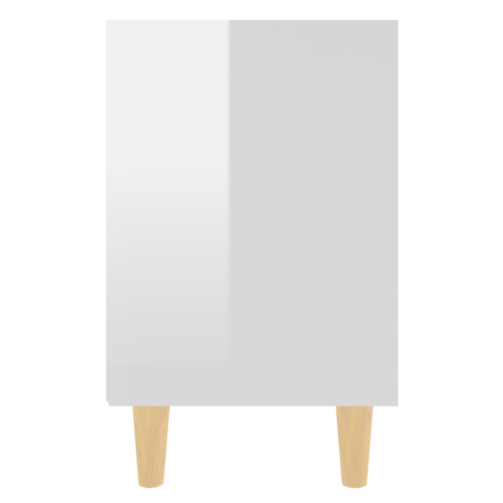 Comodini Gambe in Legno Massello 2pz Bianco Lucido 40x30x50 cm - homemem39