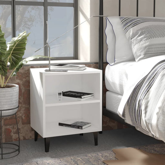 Comodino con Gambe in Metallo Bianco 40x30x50 cm - homemem39