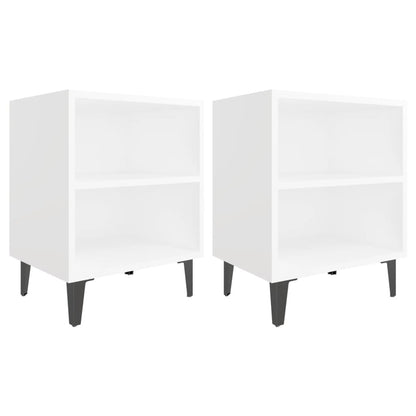 Comodini con Gambe in Metallo 2pz Bianchi 40x30x50 cm - homemem39