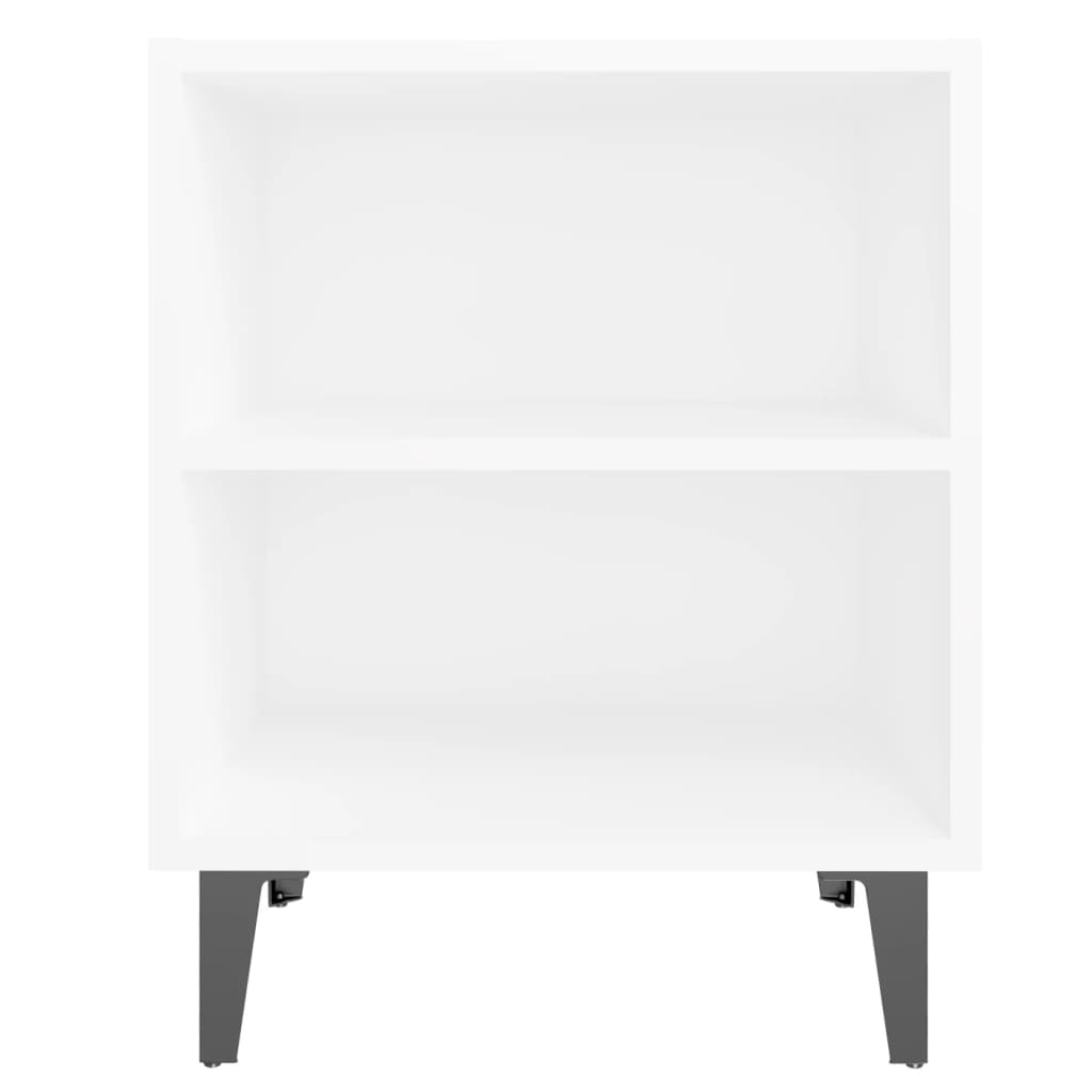 Comodini con Gambe in Metallo 2pz Bianchi 40x30x50 cm - homemem39