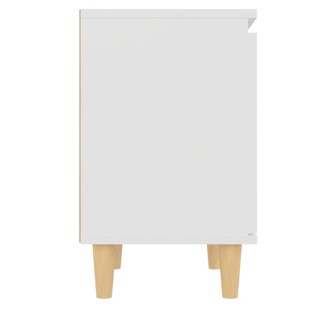 Comodino con Gambe in Legno Massello Bianco 40x30x50 cm - homemem39