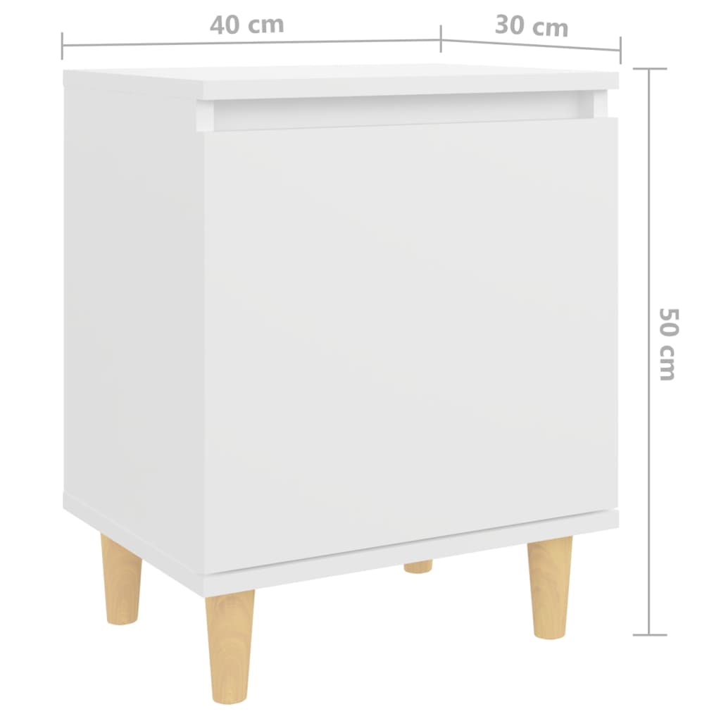 Comodino con Gambe in Legno Massello Bianco 40x30x50 cm - homemem39