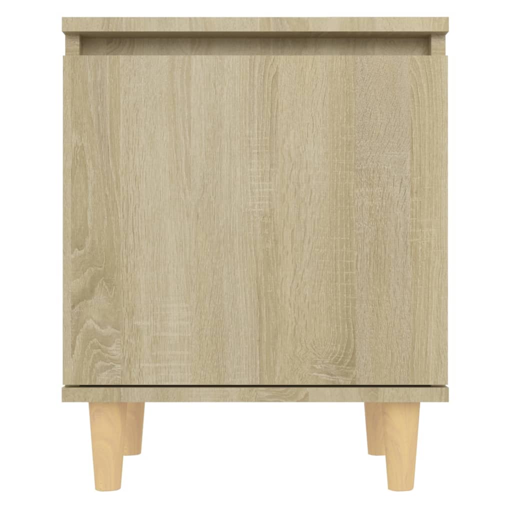 Comodini Gambe in Legno Massello 2pz Rovere Sonoma 40x30x50cm