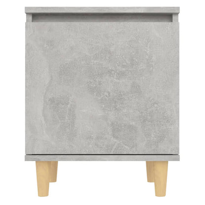 Comodino con Gambe in Legno Massello Grigio Cemento 40x30x50 cm - homemem39