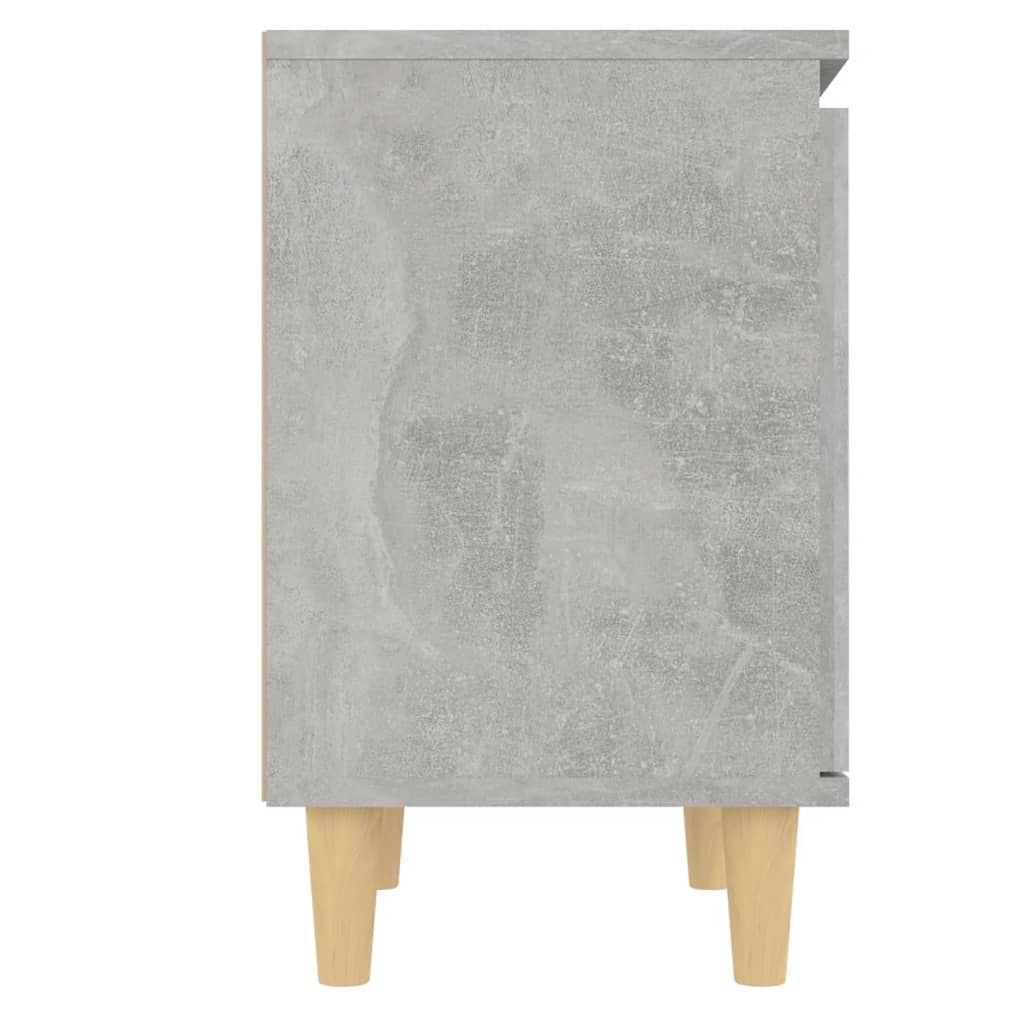 Comodino con Gambe in Legno Massello Grigio Cemento 40x30x50 cm - homemem39
