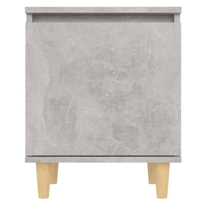 Comodini Gambe in Legno Massello 2pz Grigio Cemento 40x30x50 cm
