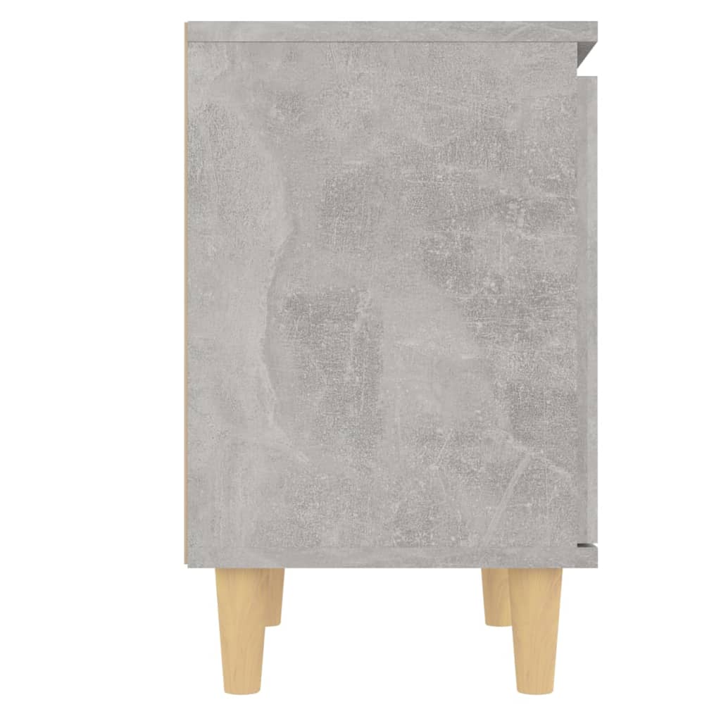 Comodini Gambe in Legno Massello 2pz Grigio Cemento 40x30x50 cm