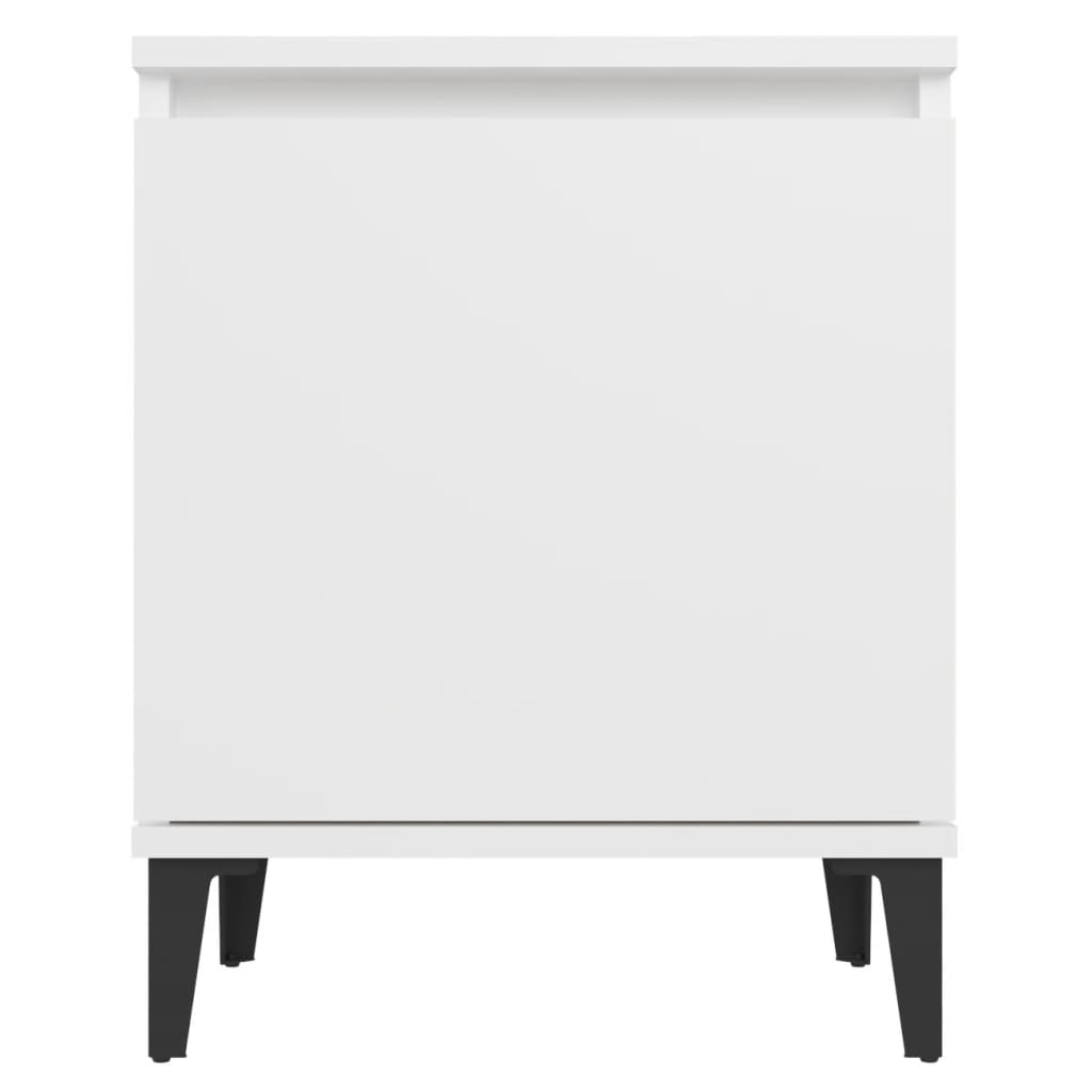 Comodino con Gambe in Metallo Bianco 40x30x50 cm - homemem39