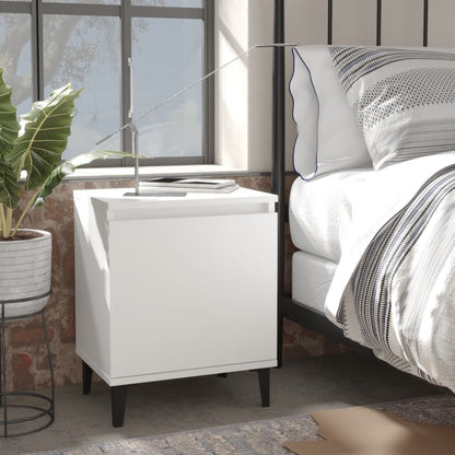 Comodini con Gambe in Metallo Bianco 40x30x50 cm - homemem39