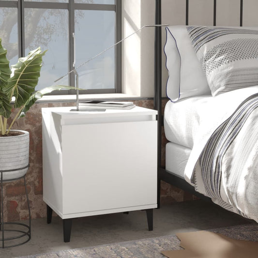 Comodini con Gambe in Metallo Bianco 40x30x50 cm - homemem39