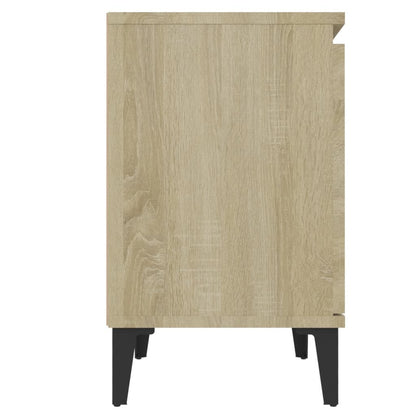 Comodino con Gambe in Metallo Rovere Sonoma 40x30x50 cm - homemem39