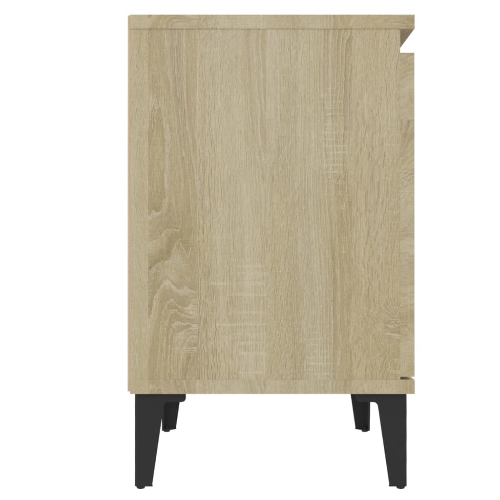 Comodini con Gambe in Metallo Rovere Sonoma 40x30x50 cm
